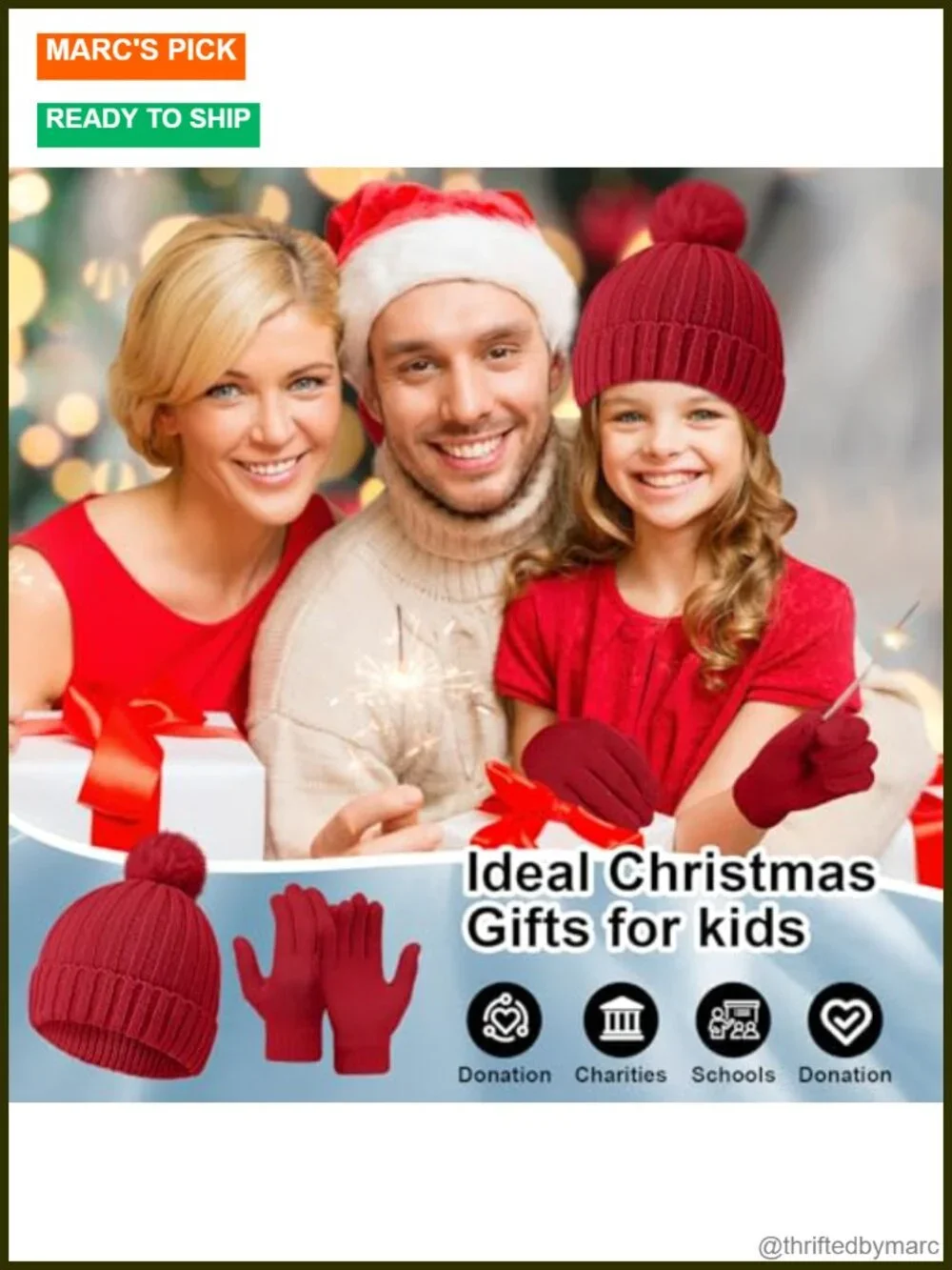 Kids Winter Hat and Gloves Set Knit Beanie with Pompom Full Fingers Unisex Ski